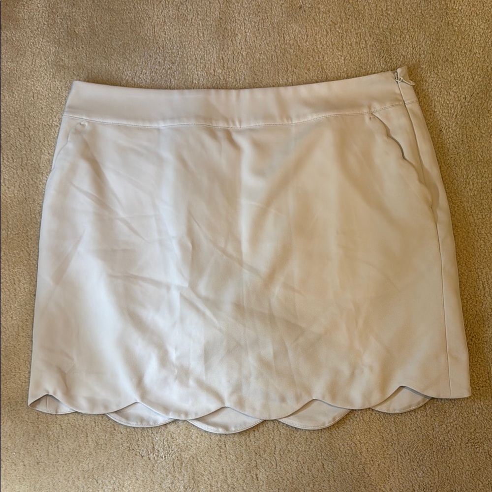 Elegant Cream Scalloped Hem Skirt
